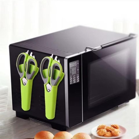 Tesoura Culinaria Profissional Multifuncoes 6 em 1 Faca Descasca Corta Quebra Nozes Abre Garrafa em