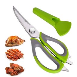 Tesoura Culinaria Profissional Multifuncoes 6 em 1 Faca Descasca Corta Quebra Nozes Abre Garrafa em - 2