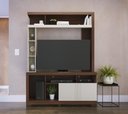 Ver imagem 3 de Estante Home Theater Elba para TV até 50 Polegadas - Nogueira Real/Off White Matte