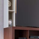 Ver imagem 5 de Estante Home Theater Elba para TV até 50 Polegadas - Nogueira Real/Off White Matte