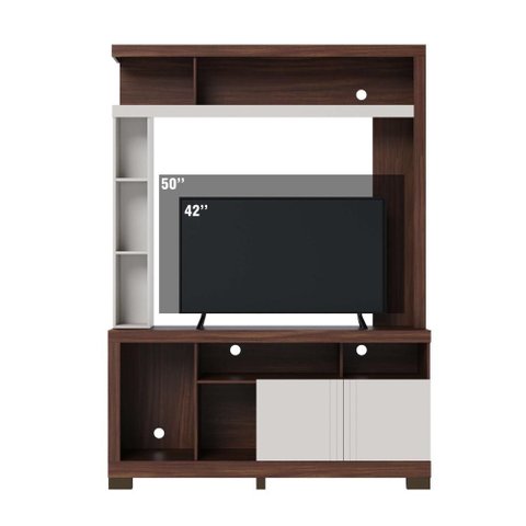 Estante Home Theater Elba para TV até 50 Polegadas - Nogueira Real/Off White Matte