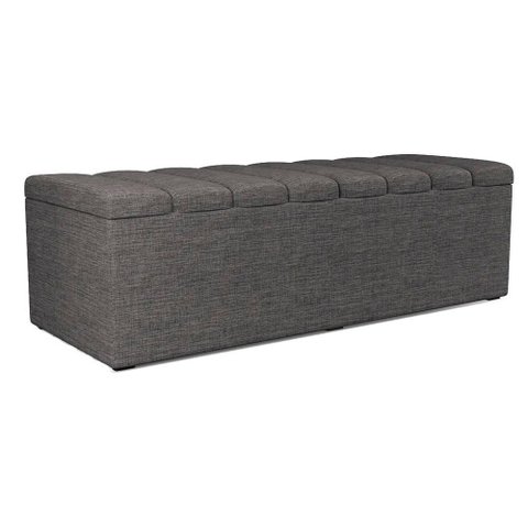Recamier Calcadeira Bau 140 Cm Dalia Linho Cinza Escuro Artte