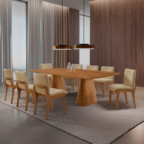 Conjunto de Jantar Noronha 8 Lugares Barril Cadeiras Bella Imbuia Mobillare