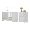 Ver imagem 2 de Berço 3 em 1 para Colchão 130x60cm com Cômoda 4 Gavetas Luna Multimóveis Mp4746 Branco