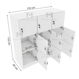 ARMÁRIO ESCANINHO 9 PORTAS CHAVE M59.2021.B ORGANIZADOR MUNDI MOVEIS - 2