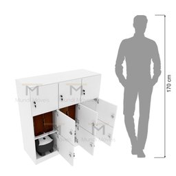 ARMÁRIO ESCANINHO 9 PORTAS CHAVE M59.2021.B ORGANIZADOR MUNDI MOVEIS - 3