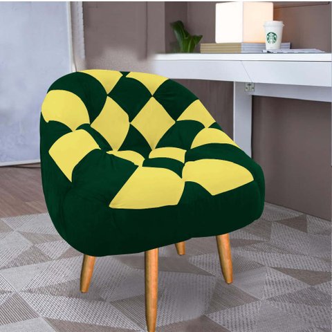 Poltrona Paloma Escritório Sala Pé Palito Suede Verde e Suede Amarelo - Dominic Decor