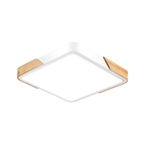 Plafon Hevvy Led Wood Quadrado com Madeira 40cm 3000k, 4000k, 6000k 48w Branco
