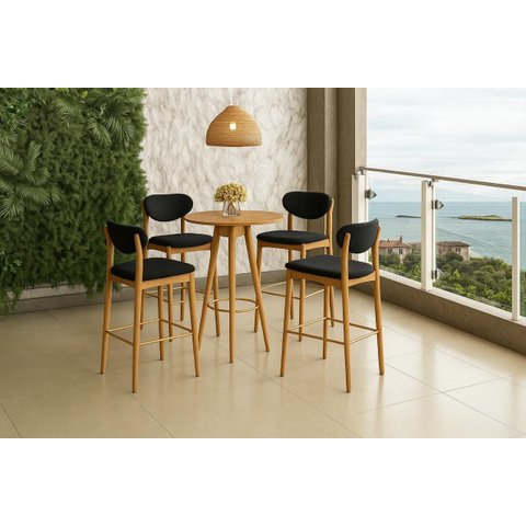 Mesa Bistrô Catarina de Madeira Eucalipto Nobre com Tampo Mdf Laminado Cinamomo-champagne