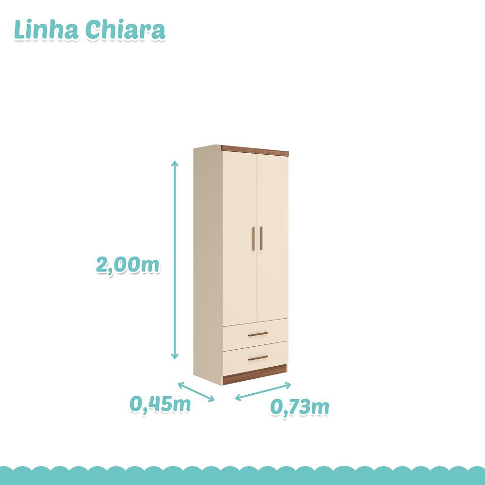 Jogo de Quarto para Adolescente Chiara 4 Peças - Roupeiro 2 Portas, Módulo Aéreo e Cama com - 5