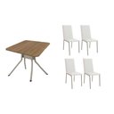 Ver imagem 1 de Conjunto: Mesa Sala Jantar Loire C/ Tampo de Madeira 90cm + 4 Cadeiras Amsterdã Niquel/branco 106