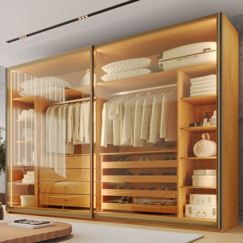 Guarda Roupa Samara 2 Portas Reflecta Flutuantes 100 MDF - Móveis Europa
