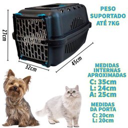 CAIXA DE TRANSPORTE PARA PET CÃES E GATOS BLACK AZUL N1 - 2