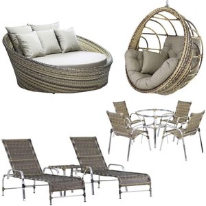 4 Cadeiras e Mesa, 2 Espreguiçadeiras, 1 Balanço e Chaise Cappuccino