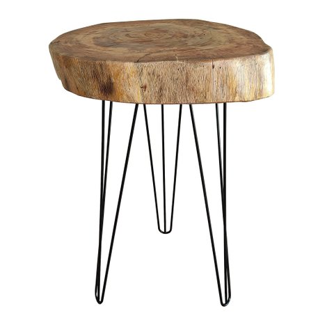 Mesa Rústica Redonda Lateral Tripé Hairpin 1/4 50cm