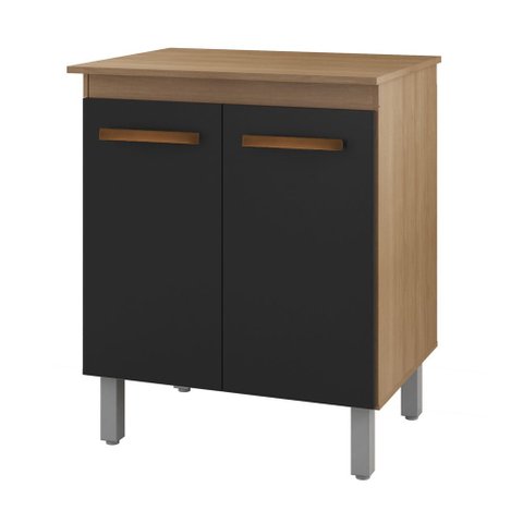 Balcão Cozinha para Forno Micro-ondas Multiuso Elen 70cm Savana Preto - Desk Design