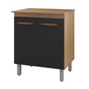 Ver imagem 1 de Balcão Cozinha para Forno Micro-ondas Multiuso Elen 70cm Savana Preto - Desk Design
