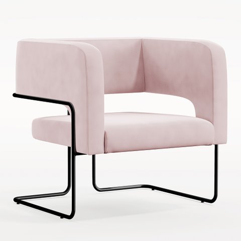 Poltrona Decorativa Scarlett D02 Base de Aço Preto Veludo Rosê B-305 - Lyam Decor