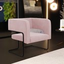 Ver imagem 2 de Poltrona Decorativa Scarlett D02 Base de Aço Preto Veludo Rosê B-305 - Lyam Decor