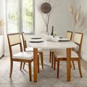 Ver imagem 3 de Conjunto Mesa Extensível Oval 4 Cadeiras Madeira Maciça Encosto Telado Tiê CabeCasa MadeiraOriginals Marrom