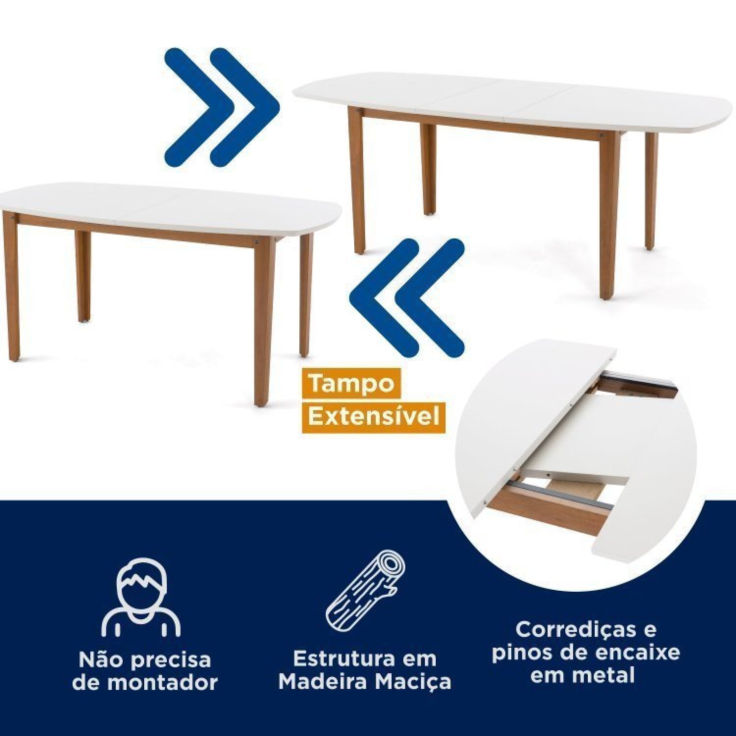 Conjunto Mesa Extensível Oval 4 Cadeiras Madeira Maciça Encosto