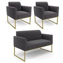 Ver imagem 1 de Namoradeira e 2 Poltronas Industrial Dourado Marisa Bouclê D03 - D’Rossi