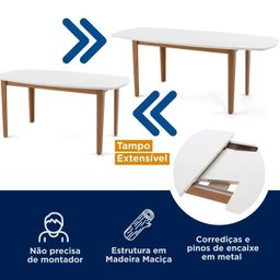 Conjunto Mesa Extensível Oval 6 Cadeiras Madeira Maciça Encosto Telado Tiê Cabecasa MadeiraMadeira - 14