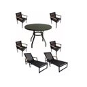 Ver imagem 1 de Mesa Ripada 4 Cadeiras Aluminio de Jardim + 2 Espreguiçadeiras