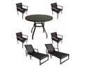 Ver imagem 1 de Mesa Ripada 4 Cadeiras Aluminio de Jardim + 2 Espreguiçadeiras