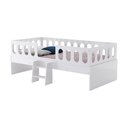Ver imagem 1 de Cama Infantil Lara Solteiro com Escadinha e Colchão para Quarto Infantil Baby Mobília Mdf - Branco