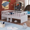 Ver imagem 3 de Cama Infantil Lara Solteiro com Escadinha e Colchão para Quarto Infantil Baby Mobília Mdf - Branco