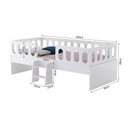 Ver imagem 2 de Cama Infantil Lara Solteiro com Escadinha e Colchão para Quarto Infantil Baby Mobília Mdf - Branco