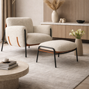 Ver imagem 4 de Kit 2 Poltrona Cadeira Sala Recepção + Puf Serrana Zahav:Bege Detalhe Marrom