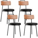 Ver imagem 1 de Kit 04 Cadeiras Decorativas Estofada Para Sala Jantar Barcelona L02 Couríssimo Camel Preto - Lyam Ly