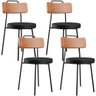 Kit 04 Cadeiras Decorativas Estofada Para Sala Jantar Barcelona L02 Couríssimo Camel Preto - Lyam Ly - 1