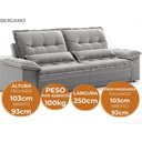 Ver imagem 6 de Sofá Bergamo 2,50m Retrátil e Reclinável Veludocristal Cinza - Netsofas