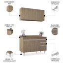 Ver imagem 3 de Armário Cozinha e Balcão com Tampo 120cm Michigan Castanho - Lumil