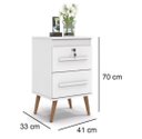 Ver imagem 5 de Mesa de Cabeceira 2 Gavetas com Chave Madri Branco