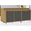 Ver imagem 2 de Balcão Ilha Cozinha Gourmet Imperatriz com 2 Portas e 5 Gavetas 200cm Freijó Grafite