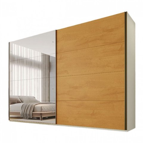 Guarda Roupa Samara 2 Portas Flutuantes 100 MDF com 01 Espelho - Móveis Europa