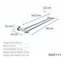 Ver imagem 3 de Toalheiro Duplo 60 Cm Inox - Kromus RD0111