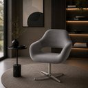 Ver imagem 3 de Poltrona Decorativa Estofada Zara Pé Giratório Alumínio:Veludo Cinza