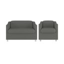 Ver imagem 1 de Kit Poltrona Tilla Recepção + Namoradeira Sala, Quarto Suede Cor:Cinza