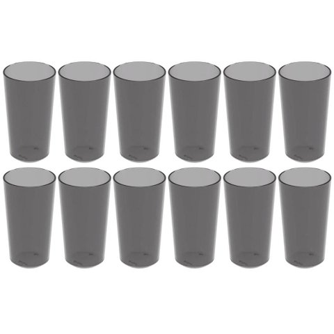 12 Copos Alto 500ml Fumê Plástico Escolar Refeitório Lanche Restaurante Crippa