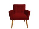 Ver imagem 3 de Kit Namoradeira + 1 Poltrona Decorativa Onix Suede Vermelho Pés Madeira Ms Decor