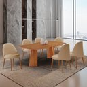 Ver imagem 1 de Conjunto de Mesa de Jantar Bia Tampo Barril Laminado e 6 Cadeiras Ester Marrom/Linho Palha/Imbuia/Cinamomo