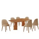 Ver imagem 2 de Conjunto de Mesa de Jantar Bia Tampo Barril Laminado e 6 Cadeiras Ester Marrom/Linho Palha/Imbuia/Cinamomo
