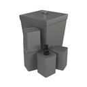 Ver imagem 1 de Kit Banheiro 4 Peças Lixeira Dispenser Porta Escova e Porta Algodão - Stolf Cinza