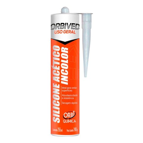 Kit 2 Cola Adesivo Silicone Acético Incolor 240g Uso Geral Orbived