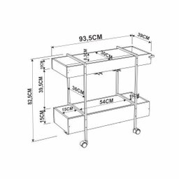 Carrinho de Chá e Bar com Porta Taças 93,5cm Steel Quadra  - 3